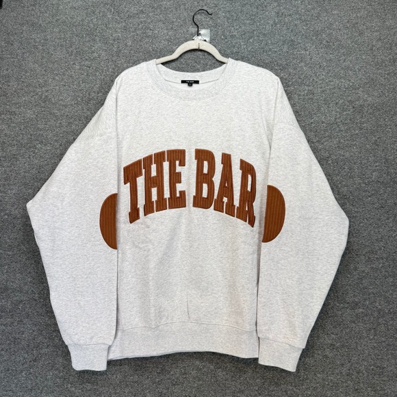 The Bar Tops - The Bar Ember Sweatshirt Womens Large Gray Brown Corduroy Elbow Patches RARE NEW